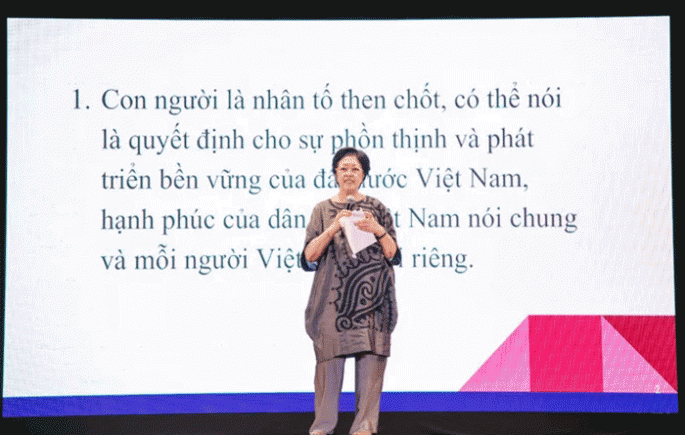Bà Tôn Nữ Thị Ninh tại hội thảo giáo dục Reggio Children và Bản sắc văn hóa Việt.