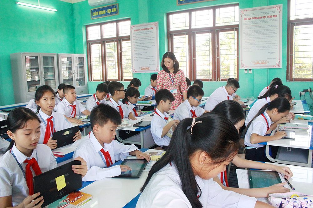 Một giờ học của học sinh Trường THCS Trần Hưng Đạo, TX Quảng Yên.