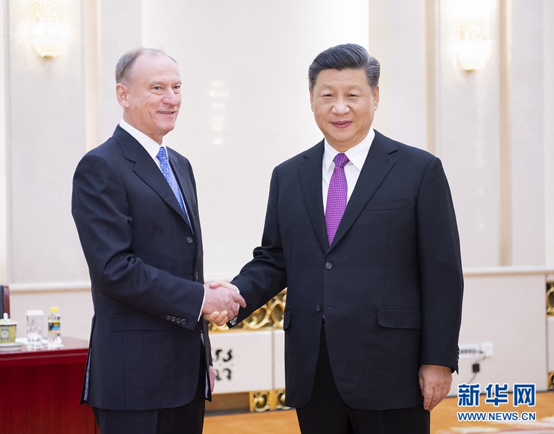 Chủ tịch Trung Quốc Tập Cận Bình tiếp Thư ký Hội đồng An ninh Liên bang Nga N.P. Patrushev. (Ảnh: Tân Hoa Xã)