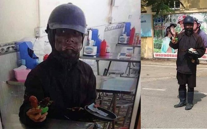 Đối tượng ăn xin bôi mặt đen