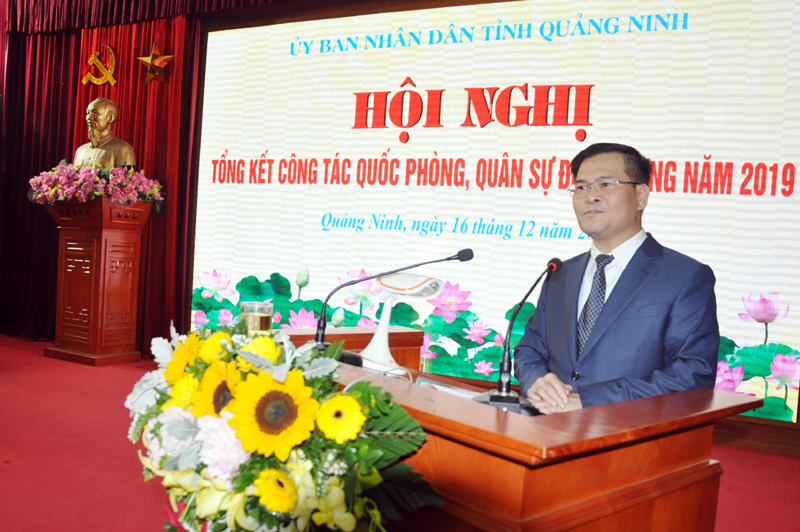 Đồng chí Bùi Văn Khắng, Phó Chủ tịch UBND tỉnh phát biểu kết luận hội nghị 
