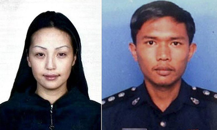 Người mẫu Mông Cổ Altantuya Shaariibuu (trái) và tử tù Azilah Hadri. Ảnh: AFP.