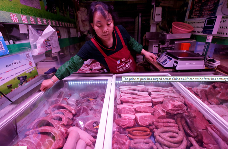 Mộ quầy bán thịt lợn tại Trung Quốc. Ảnh: Reuters