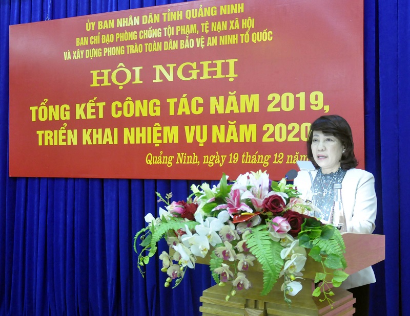 Đồng chí Vũ Thị Thu Thủy, Phó Chủ tịch UBND tỉnh, Trưởng BCĐ 138 phát biểu kết luận tại hội nghị.