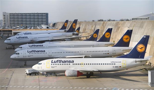 Máy bay của hãng hàng không Lufthansa tại sân bay Frankfurt am Main, Đức. Nguồn: AFP/TTXVN