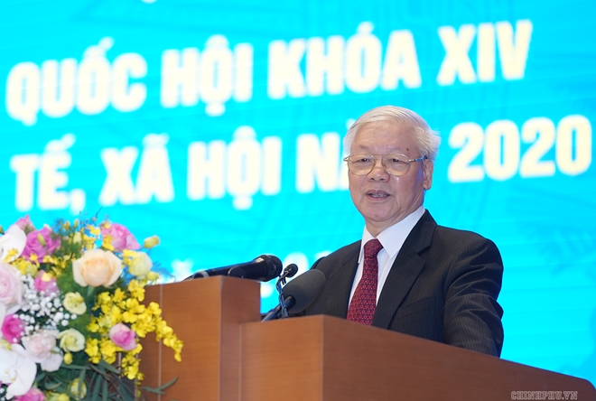 Tổng Bí thư, Chủ tịch nước Nguyễn Phú Trọng phát biểu chỉ đạo tại hội nghị.
