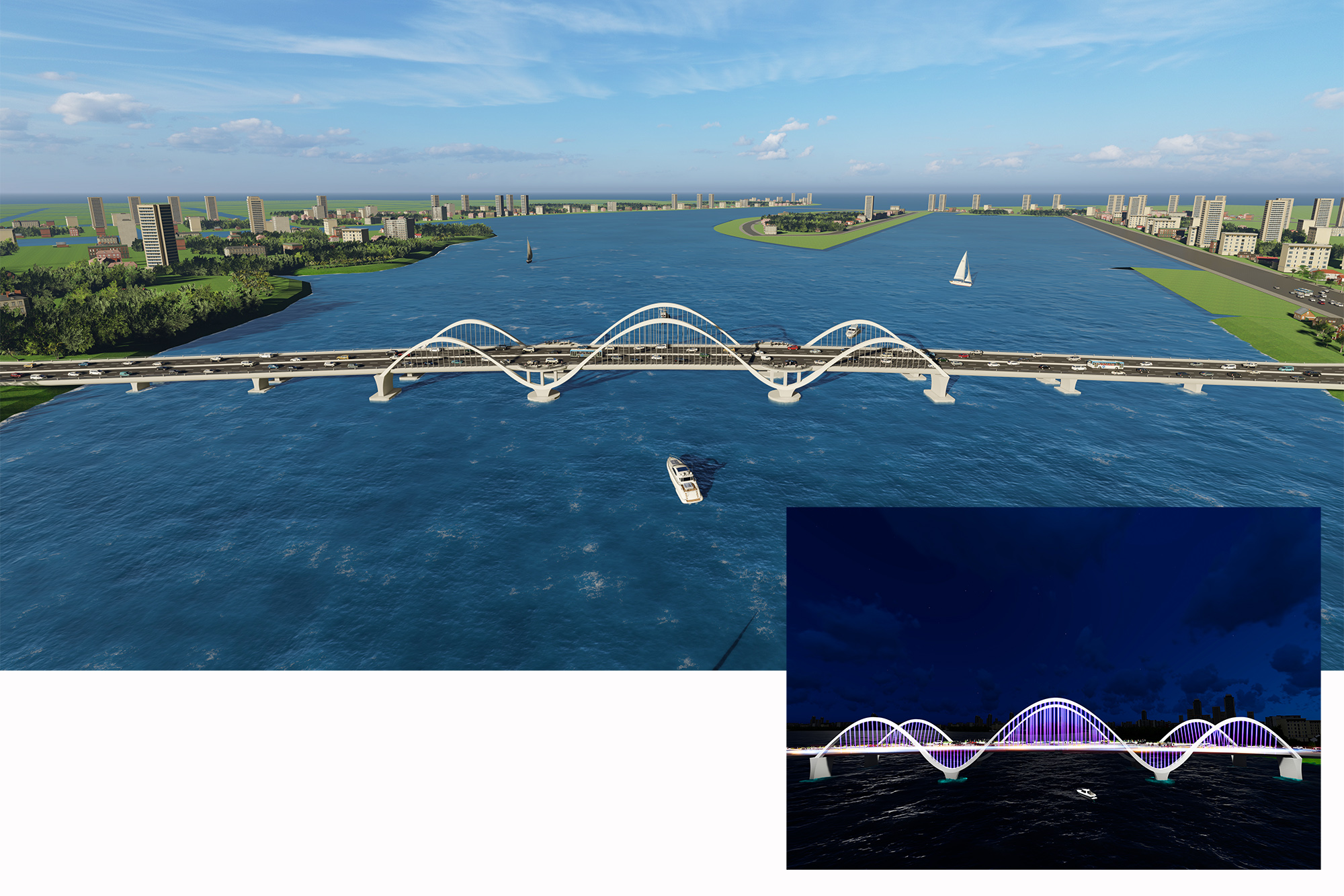 Phối cảnh Cầu Cửa Lục 1 kết nối Hạ Long - Hoành Bồ, dự kiến khởi công đầu quý II năm 2020.