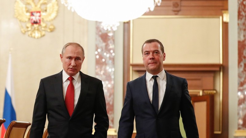 Tổng thống Nga Putin và Thủ tướng Medvedev. Ảnh: Sputnik