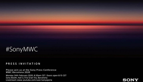 Thư mời sự kiện ra mắt sản phẩm mới tại MWC 2020 của Sony.