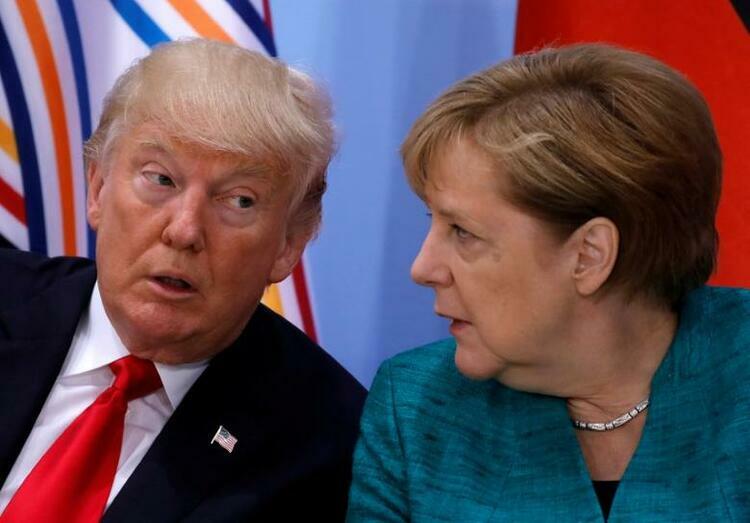 Tổng thống Mỹ Donald Trump và Thủ tướng Đức Angela Merkel tại thượng đỉnh nhà lãnh đạo G20 ở Hamburg, Đức, tháng 7/2017. Ảnh: Reuters.