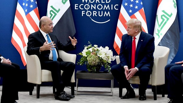Tổng thống Mỹ Donald Trump và người đồng cấp phía Iraq Barham Saleh. (Nguồn: Reuters)