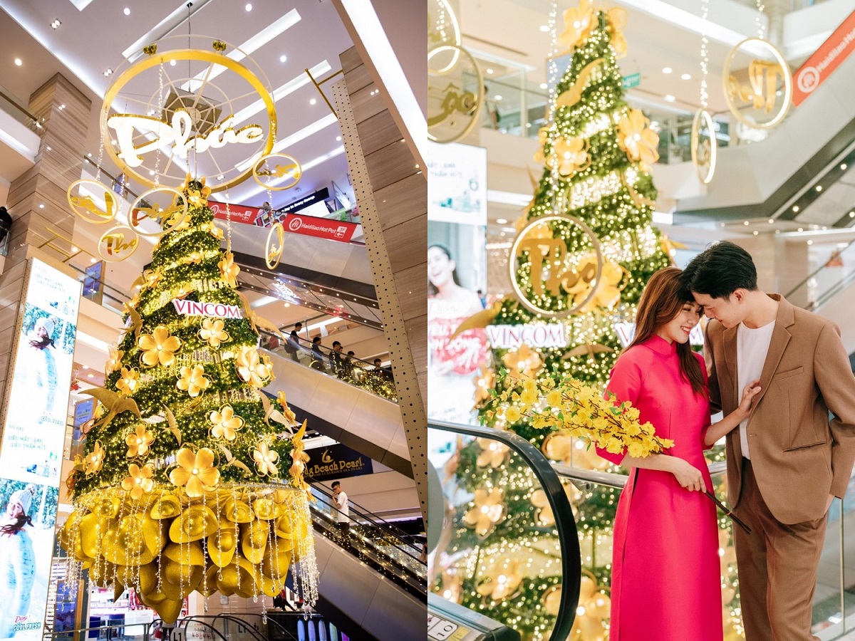 Cây “lộc vàng may mắn” tại Vincom Center Đồng Khởi quá hợp để trở thành nơi pose những tấm ảnh rất tình dành cho các cặp đôi
