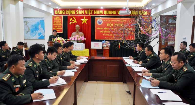 Đảng uỷ Hải đội 2 Biên phòng tỉnh tổ chức quán triệt, triển khai kế hoạch bảo vệ Tết Cổ truyền Canh Tý – 2020. Ảnh: Quang Minh chụp ngày 23/1/2020.