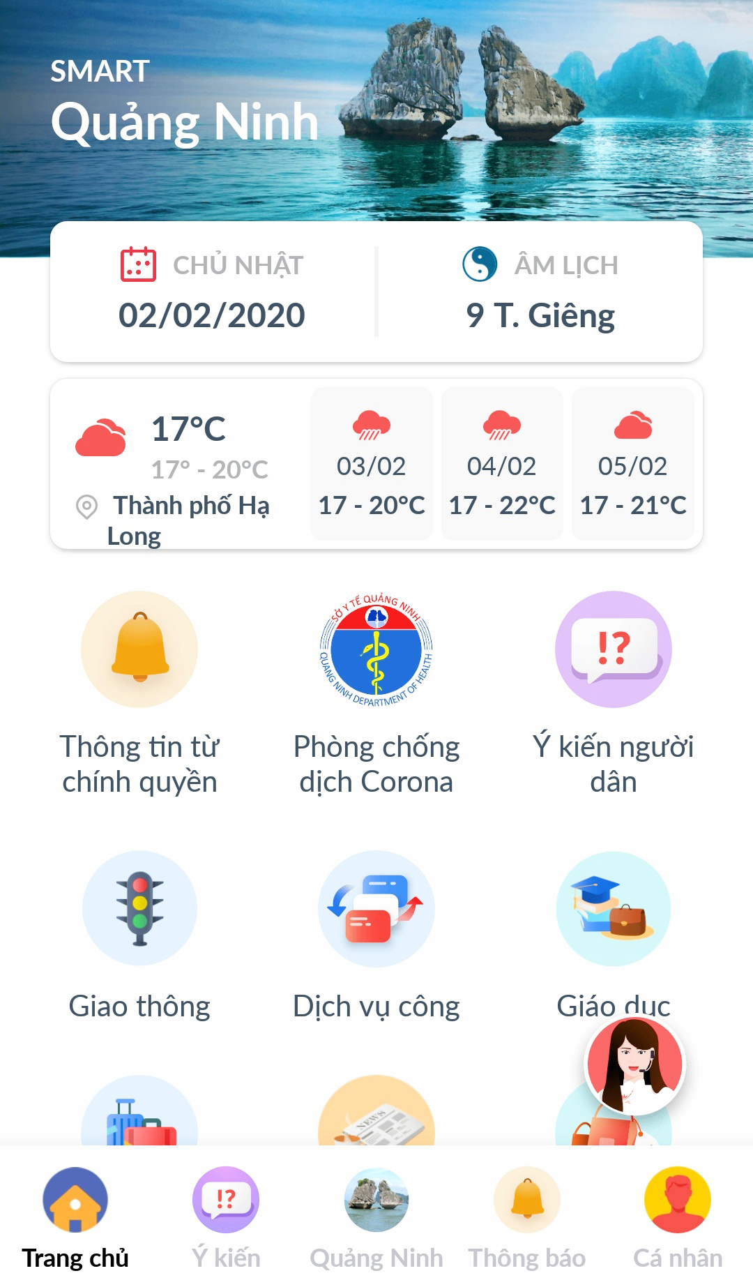 Các tiện ích trong ứng dụng Smart Quảng Ninh.