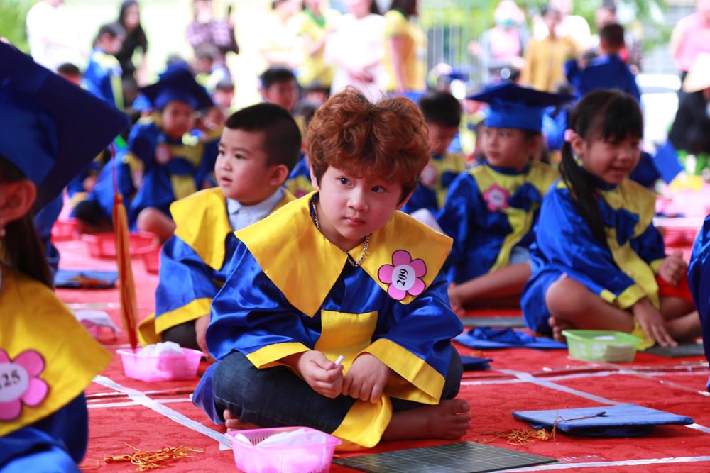 Trẻ mầm non Trường Mầm non Ka Long (TP Móng Cái) tham gia hội thi Rung chuông vàng. Ảnh: Lan Anh