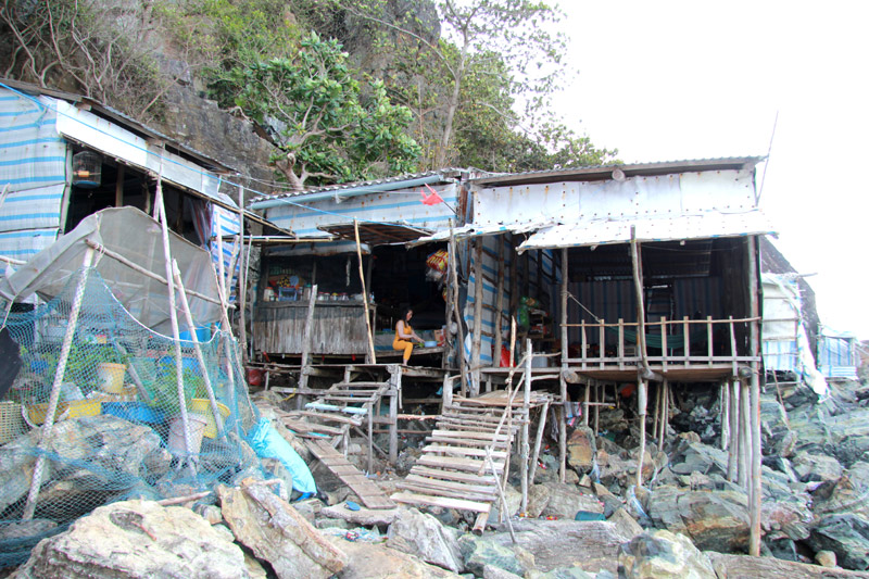  Những ngôi nhà có phần tạm bợ của ngư dân bám ven đảo Hòn Chuối, chờ đến mùa là di chuyển 