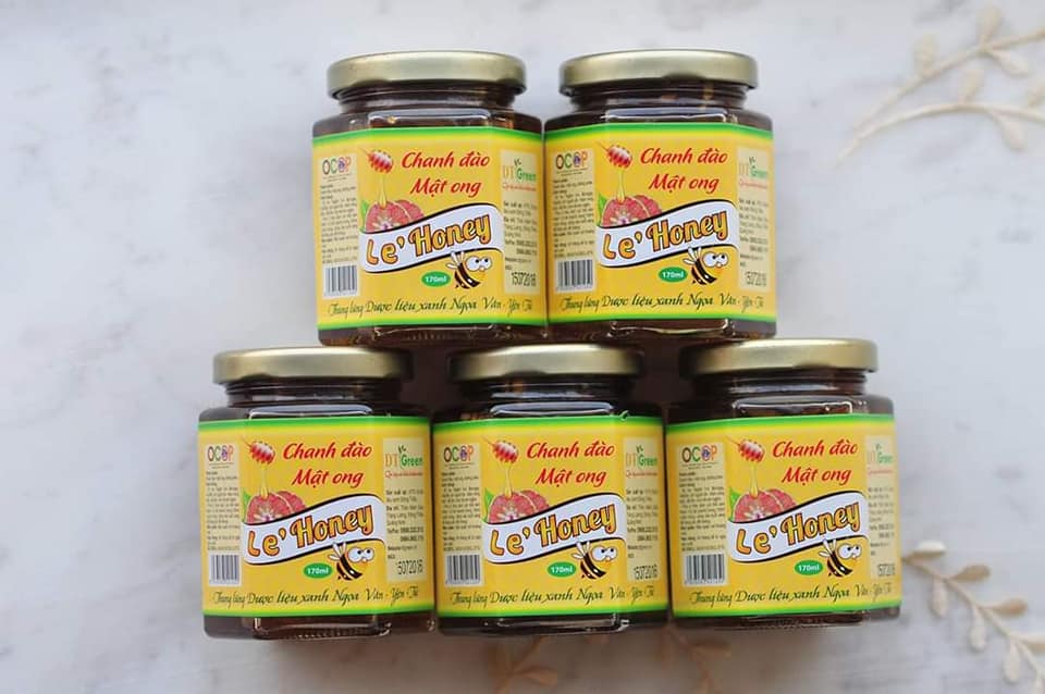 Sản phẩm chanh đào mật ong le/Honey của HTX Dược liệu xanh Đông Triều hiện đã bị thu hồi giấy chứng nhận đạt sao do cơ sở dừng sản xuất