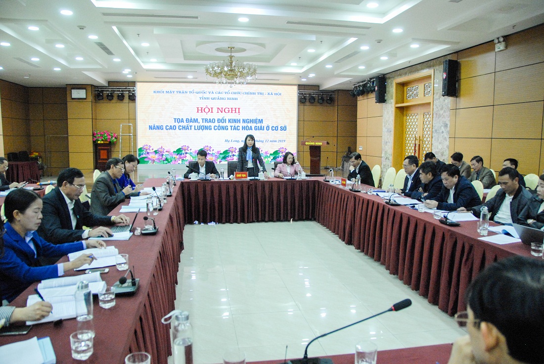 Cơ quan Khối MTTQ và các tổ chức CT-XH tỉnh tổ chức hội thảo trao đổi kinh nghiệm hòa giả ở cơ sở cho cán bộ Mặt trận, hòa giải viên các địa phương trong tỉnh, tháng 12/2019.