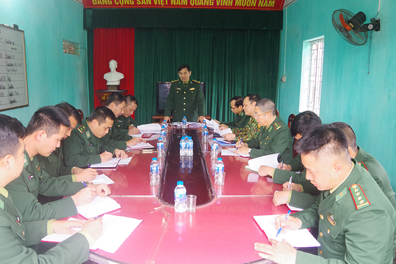 Đại tá Nguyễn Thanh Hải, Chính ủy BĐBP tỉnh làm việc với Đồn BP Bắc Sơn (TP Móng Cái)