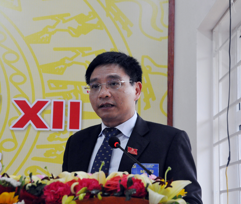 Đồng chí Nguyễn Văn Thắng, Phó Bí thư Tỉnh ủy, Chủ tịch UBND tỉnh phát biểu tại đại hội.