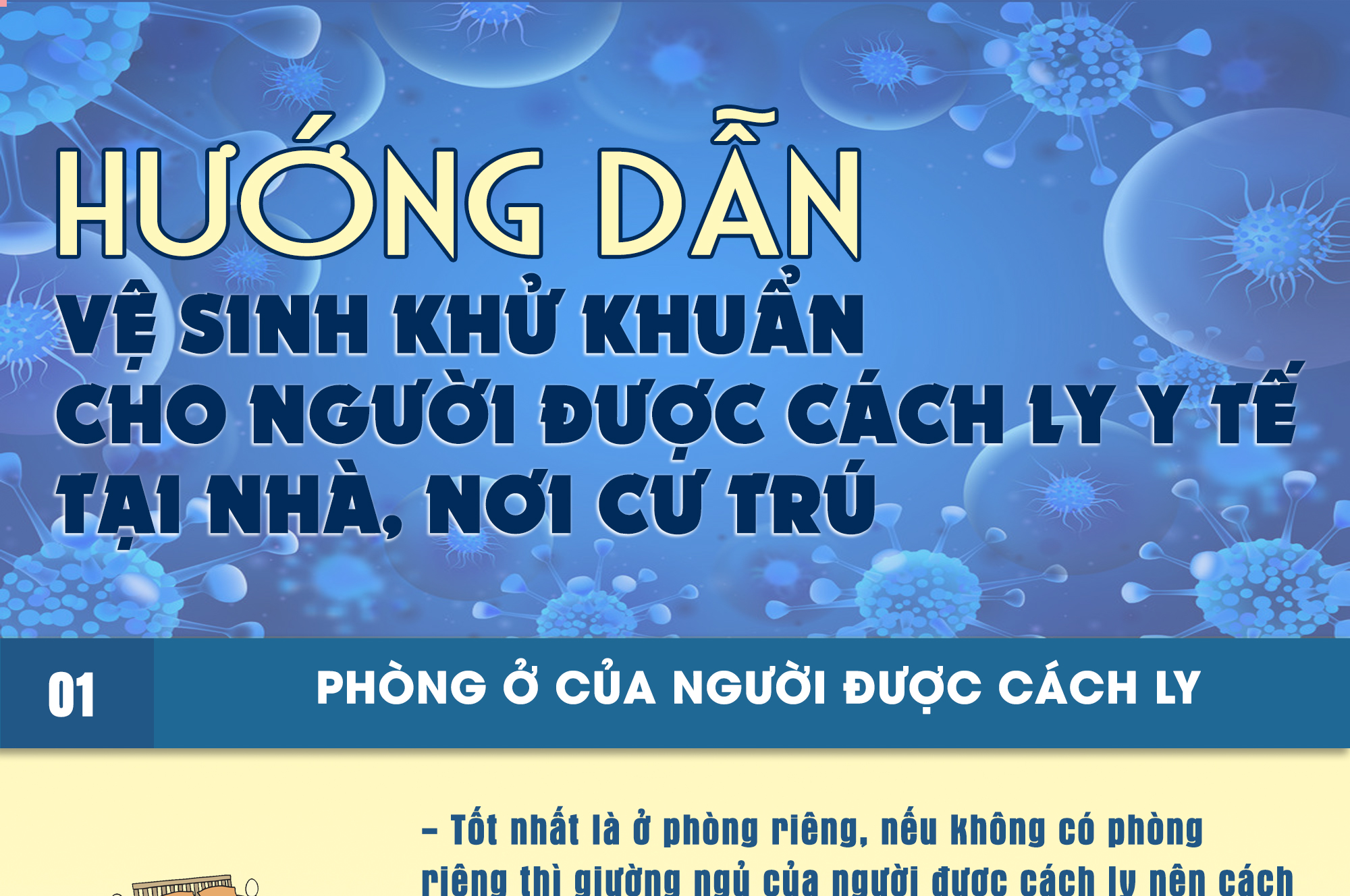 Hướng dẫn vệ sinh khử khuẩn cho người được cách ly y tế tại nhà, nơi cư trú