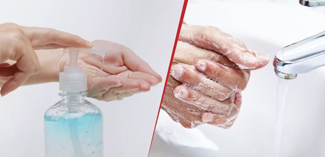 Có thể rửa tay bằng nước với xà phòng hoặc dùng dung dịch sát khuẩn tay.