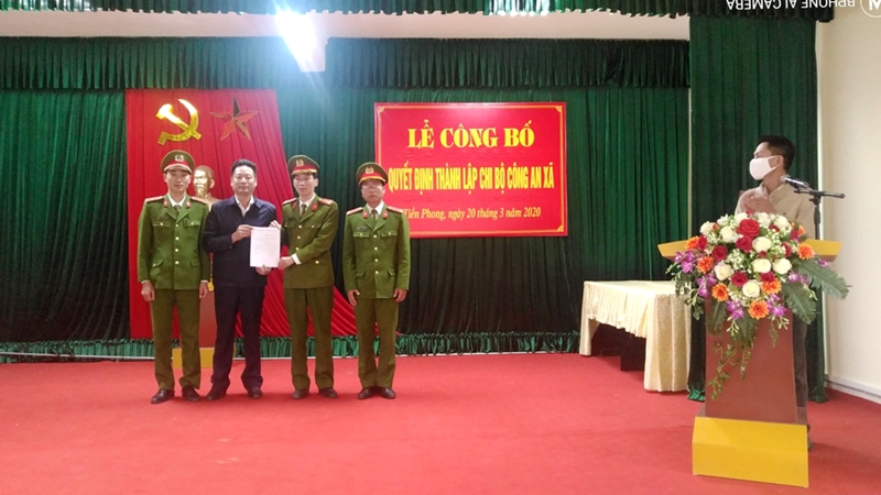 Chi bộ Công an xã Tiền Phong (TX Quảng Yên) được thành lập ngày 20/3/2020