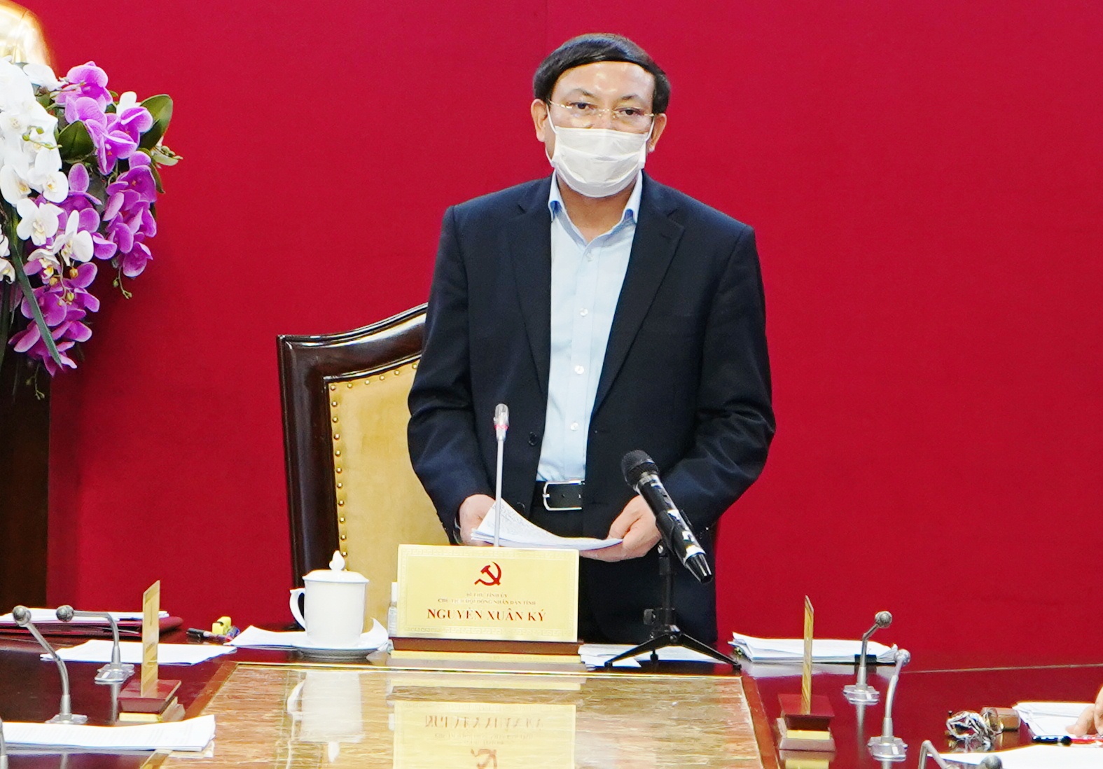 Bí thư Tỉnh ủy Nguyễn Xuân Ký phát biểu kết luận buổi làm việc.