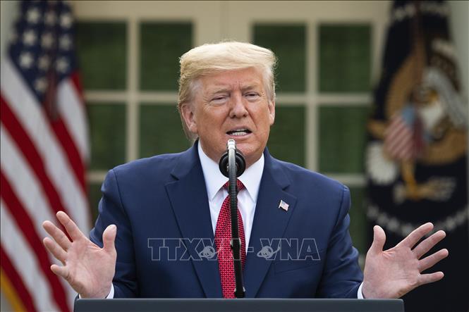 Tổng thống Mỹ Donald Trump phát biểu trong cuộc họp báo tại Nhà Trắng ngày 29/3/2020. Ảnh: AFP/TTXVN