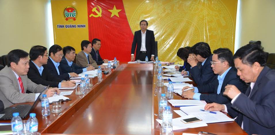 Lều Vũ Điều làm việc với Hội Nông dân tỉnh Quảng Ninh tháng 2/2017 khi là Phó Chủ tịch Thường trực Hội Nông dân Việt lafT. (ảnh tư liệu).