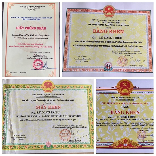 Một số phần thưởng của CCB Lê Long Triệu.