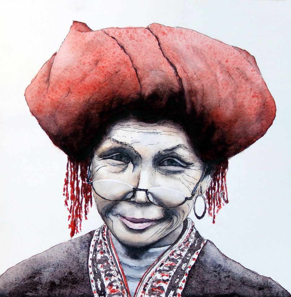 Chân dung một phụ nữ dân tộc thiểu số ở Việt Nam được ông Louis họa lại bằng những khối màu sắc vừa tươi tắn nhưng lại cũng trầm mặc và sâu sắc vô cùng.