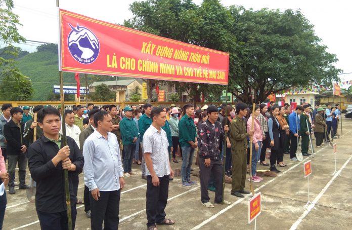Xã Quảng Lâm (huyện Đầm Hà) tổ chức lễ phát động 120 ngày thi đua cao điểm xây dựng xã đạt chuẩn nông thôn mới, tháng 3/2020.