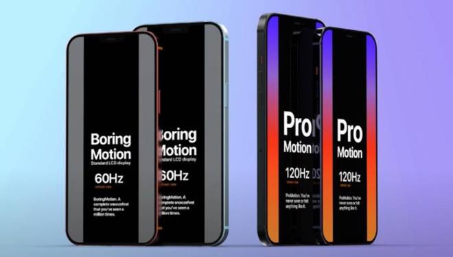 Dòng iPhone 12 Pro sẽ trang bị tính năng ProMotion giúp các hiệu ứng chuyển động trên màn hình trở nên mượt mà hơn. Ảnh: @edibleapple/Twitter.