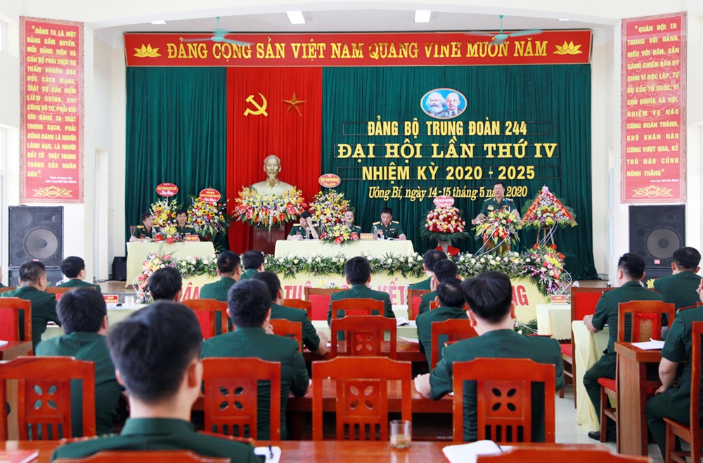 Quang cảnh Đại hội Đảng bộ Trung đoàn 244 lần thứ IV, nhiệm kỳ 2020-2025.
