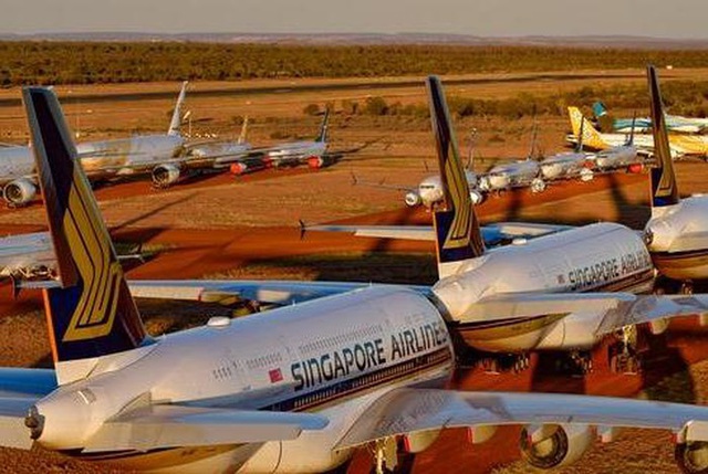 Đội tàu bay của Singapore Airlines “an dưỡng” tại sân bay Alice Springs của Australia