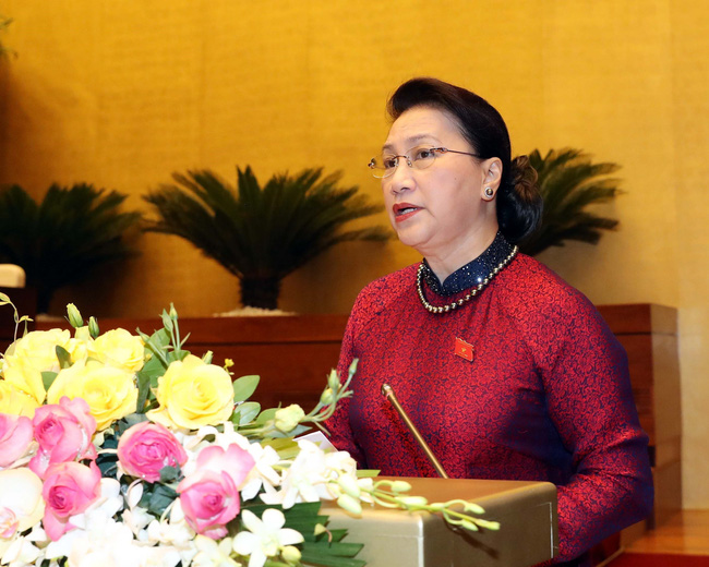 Chủ tịch Quốc hội Nguyễn Thị Kim Ngân phát biểu khai mạc. Ảnh: TTXVN