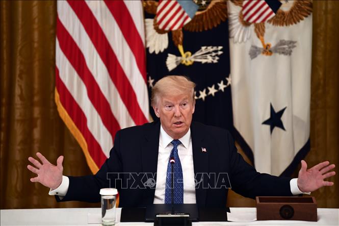 Tổng thống Mỹ Donald Trump phát biểu trong cuộc họp tại Nhà Trắng. Ảnh: AFP/TTXVN