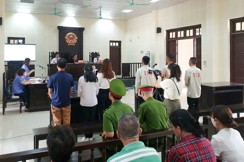 Phiên tòa xét xử các đối tượng cướp tài sản tại TP Cẩm Phả, ngày 29/2/2020.