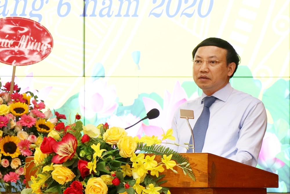 Bí thư Tỉnh ủy Nguyễn Xuân Ký phát biểu tại Lễ công bố quyết định của Bộ trưởng Bộ Công an về công tác cán bộ.