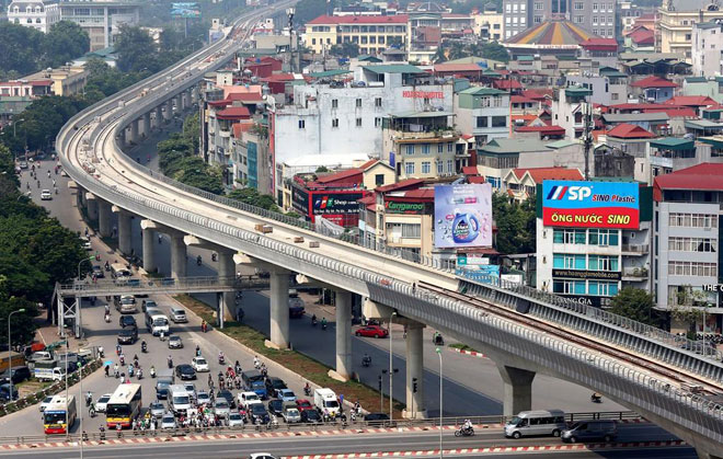 Một đoạn tuyến đường sắt đô thị Nhổn-Ga Hà Nội.