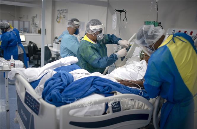 Điều trị cho bệnh nhân nhiễm COVID-19 tại bệnh viện ở Marica, Rio de Janeiro, Brazil, ngày 6/6/2020. Ảnh: AFP/TTXVN