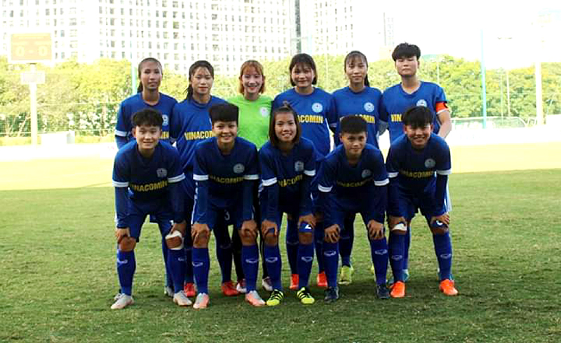 Đội hình xuất phát của U19 nữ TKSVN trong trận gặp Apec Sơn La