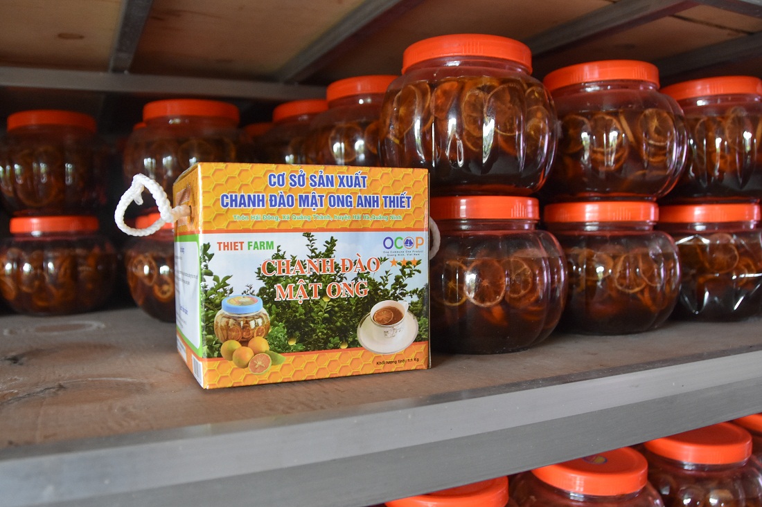 Sản phẩm chanh đào mật ong Anh Thiết đạt chứng nhận sản phẩm OCOP 3 sao cấp tỉnh.