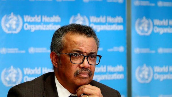 Tổng giám đốc Tổ chức Y tế thế giới (WHO) Tedros Adhanom Ghebreyesus tham dự một cuộc họp báo - Ảnh: AFP