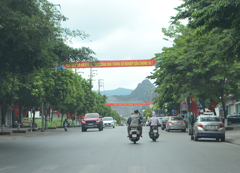 Khắp các tuyến đường trên địa bàn TP Cẩm Phả đều rực rỡ cờ hoa.