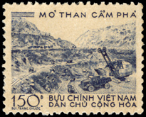 Bộ tem: Mỏ than Cẩm Phả, gồm 1 mẫu tem, phát hành năm 1959. 