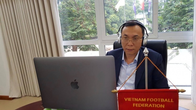 Ông Trần Quốc Tuấn là đại diện của VFF trong cuộc họp với Chủ tịch FIFA. Ảnh: VFF.