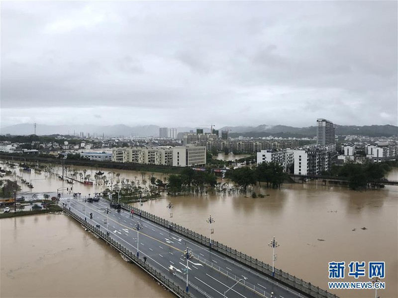 Lũ lụt tại tỉnh An Huy, Trung Quốc. Ảnh: Tân Hoa Xã.