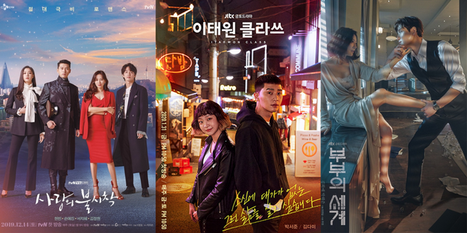 3 phim truyền hình nóng nhất trên mạng Hàn Quốc gồm Hạ cánh nơi anh, Tầng lớp Itaewon và Thế giới hôn nhân